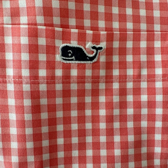 Vineyard Vines Men's Orange Gingham Shirt - Picture 4 of 4